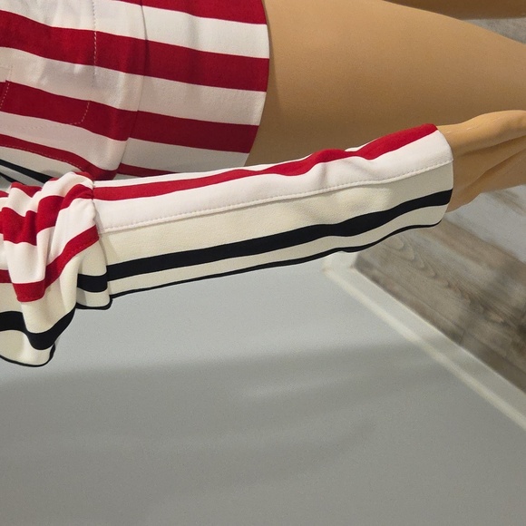 nwt! NORMA KAMALI SIDE STRIPE TURTLE JACKET in Black + Red Pinstripe Size XS/34 - Picture 3 of 12